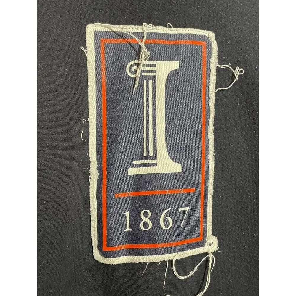 Vintage University of Illinois 1867 Pullover‎ Sweater Size Small Black Patch